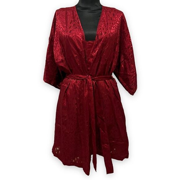 Secret Treasures burgundy chemise robe set size Medium - Picture 1 of 17